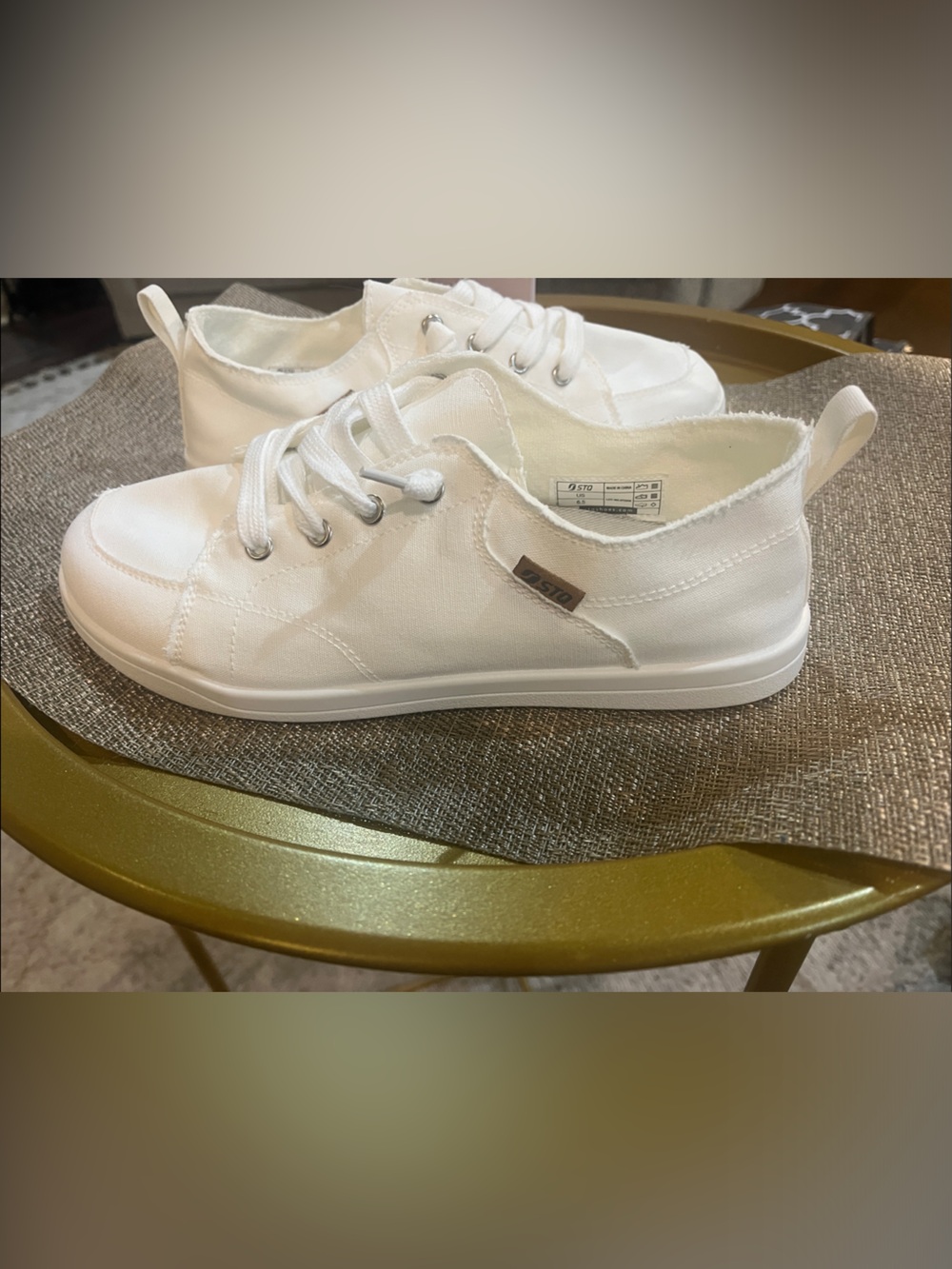 Women’s White Canvas Lace-Up Sneakers